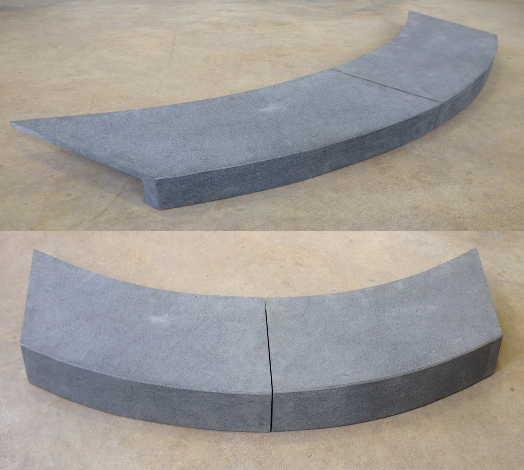 harkaway bluestone sawn and lightly honed curved Drop Face Coping tile