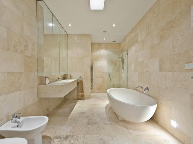ivory filled and honed travertine floor tiles