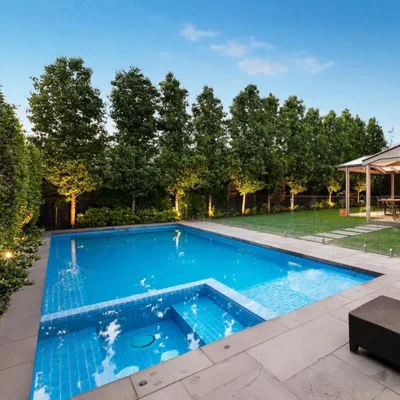 bluestone pavers around a pool