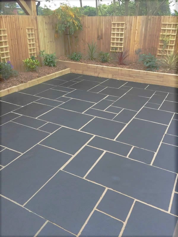 Black limestone french pattern tiles