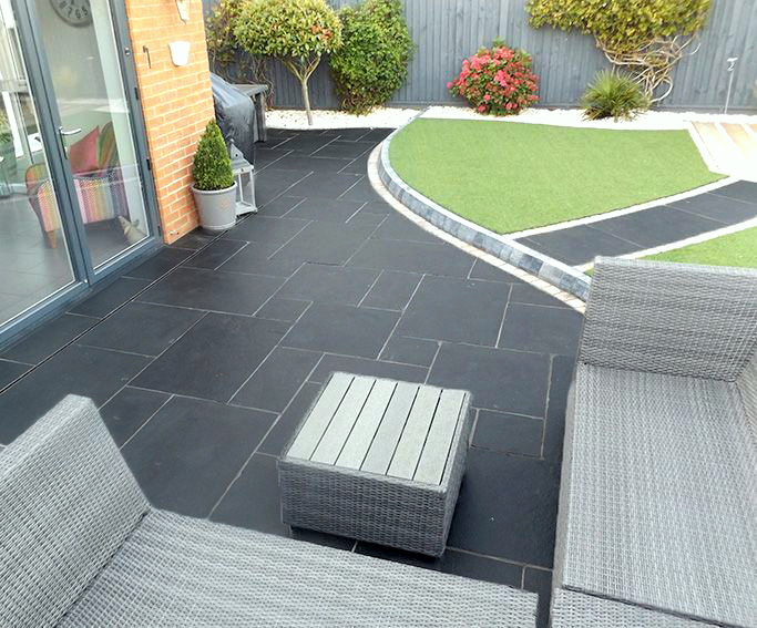 Blue limestone french pattern tiles and pavers