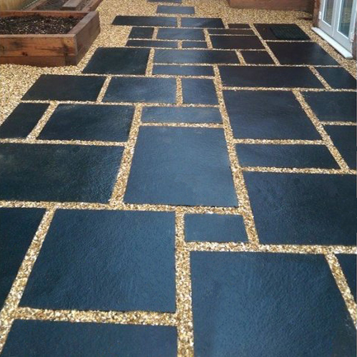 Midnight blue black limestone french pattern tiles